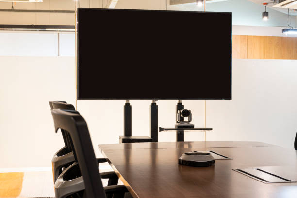 istock Television display blank in meeting room 1443669325