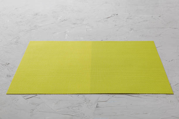 istock Perspective view of green tablecloth for food on cement background. Empty space for your design 1443672678