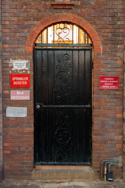 istock Sprinkler booster signs around a door 1443677401