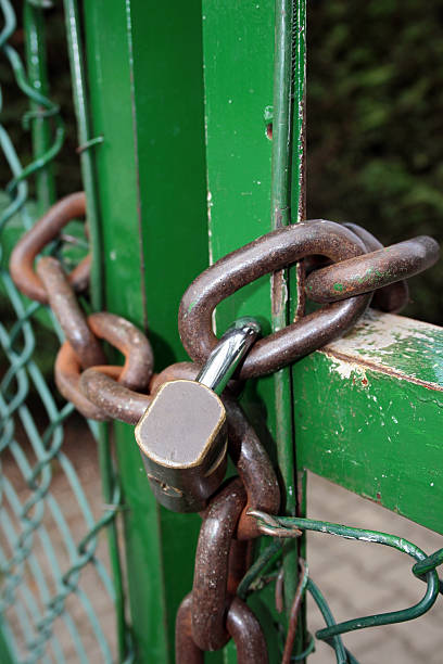 locked gate stock photo