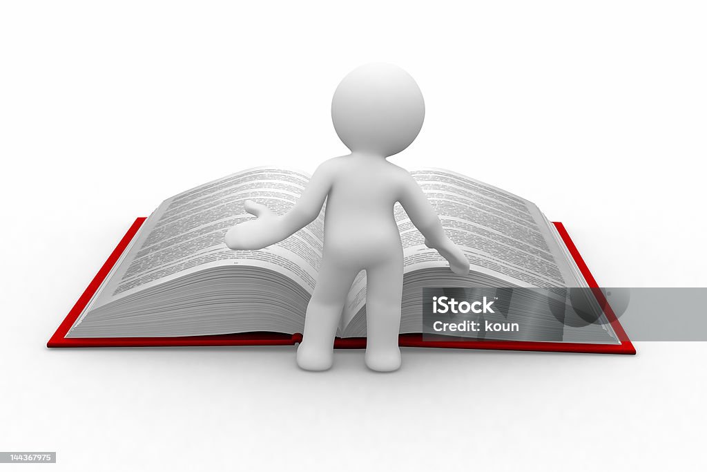 learn more 3d little human read an open book Abstract Stock Photo