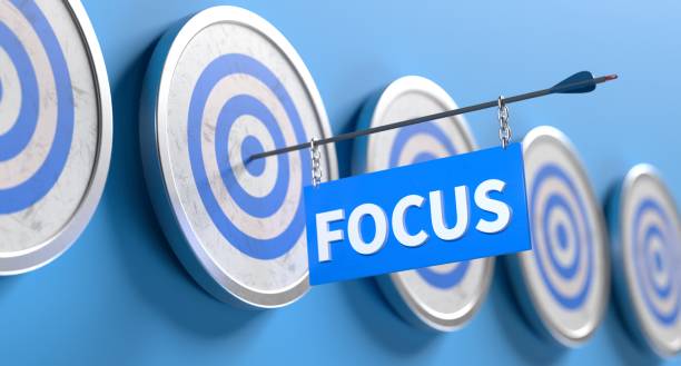 istock Focus Business Strategy Tactic Arrow Hitting Target 1443680396
