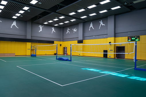 Indoor empty volleyball court