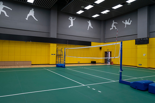 Indoor empty volleyball court