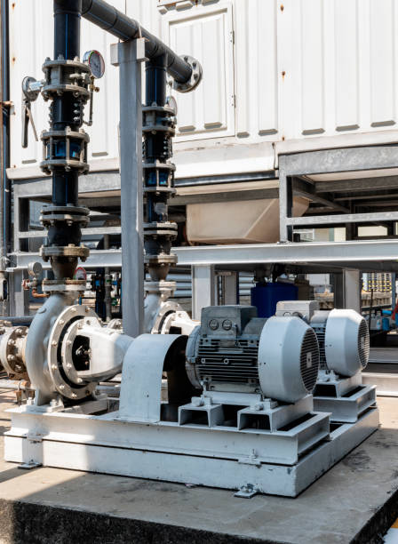 istock Motor for pipeline system to deliver cold water into the production process 1443682904