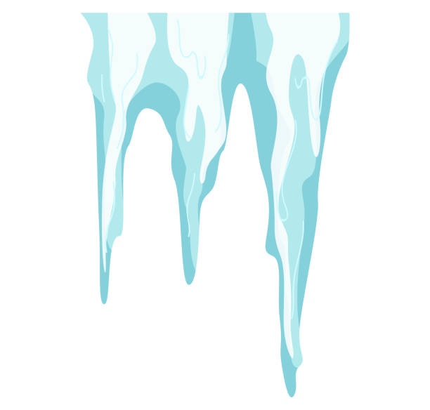 istock Pieces of ice and snow chunks, big icebergs, severe frost elements for design, snowflakes cartoon style, vector illustration 1443699057