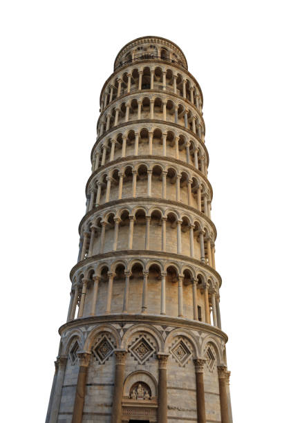 istock Leaning tower of Pisa isolated on white background 1443699559