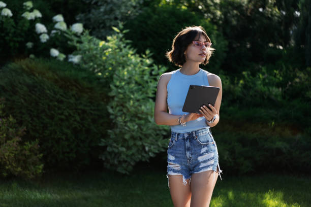 istock Business woman Using tablet with pencil 1443699934