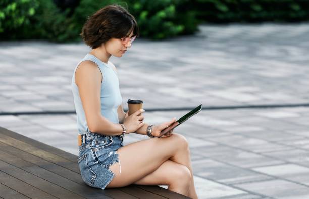 istock Business woman Using tablet with pencil 1443699962