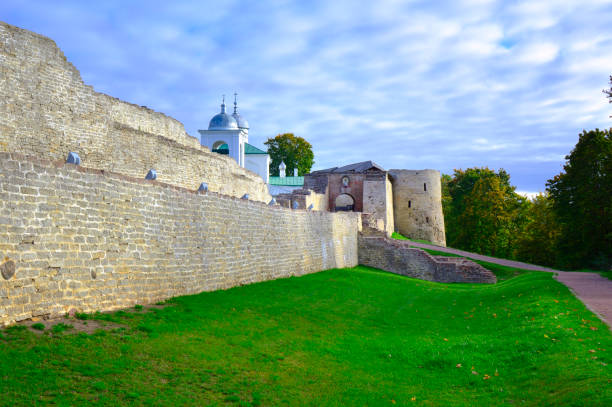 istock The old Izborsk stone fortress 1443702780