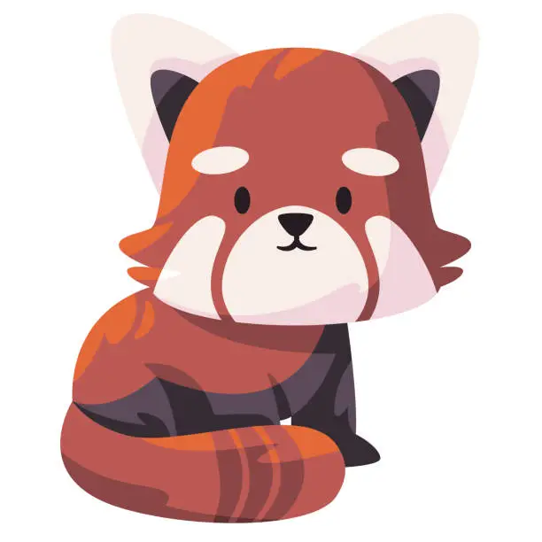Vector illustration of Red panda cute adorable face looking like fox animal fluffy fur