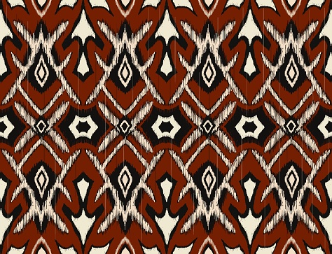 Illustration ethnic abstract pattern ikat african red-black color style. Ethnic ikat seamless pattern for fabric, textile, home decoration elements, upholstery, wrapping.