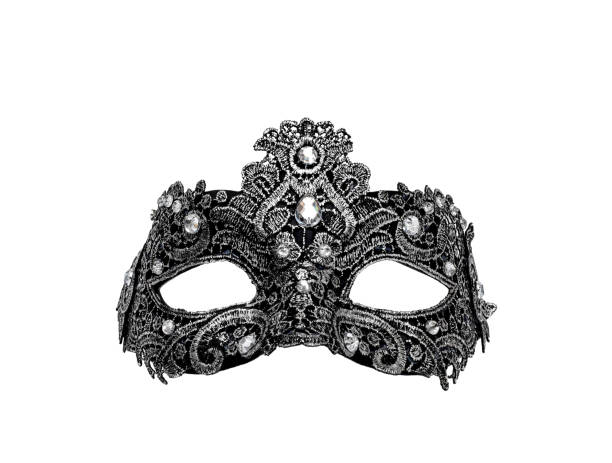 istock Black and white Mardi Gras mask isolated cutout 1443726402