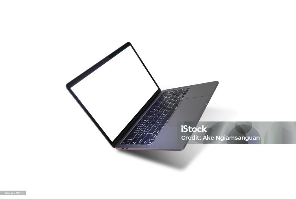 New generation MacBook laptop, space gray color Acrylic Painting Stock Photo