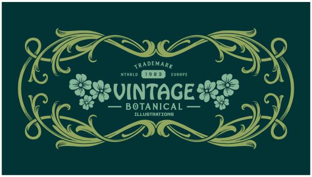 Art nouveau classic label floral swirl ornament illustration Art nouveau classic label floral swirl ornament illustration vector illustrations for your work logo, merchandise t-shirt, stickers and label designs, poster, greeting cards advertising business company or brands victorian frame border stock illustrations