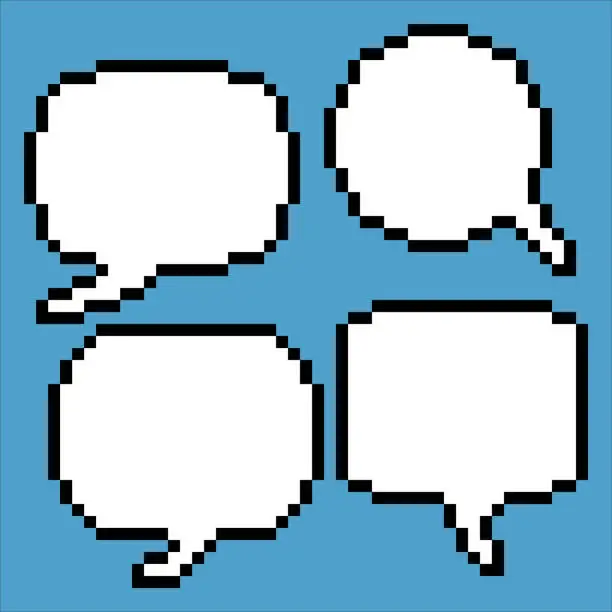 Vector illustration of Speech bubble,  place for text boxes with pixel art.