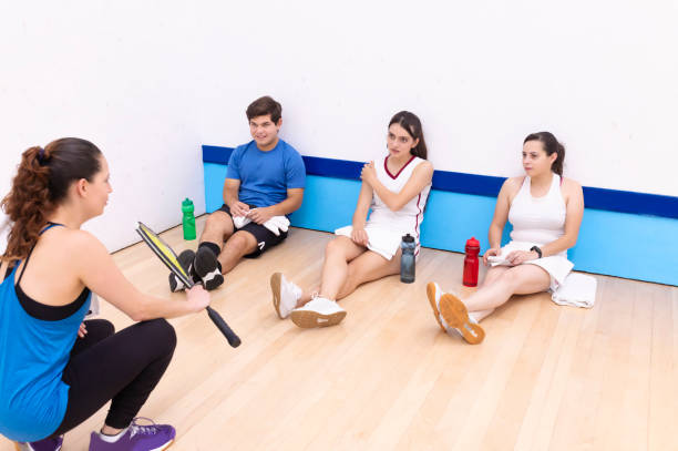 istock Coach talking to his team about the victory 1443733789