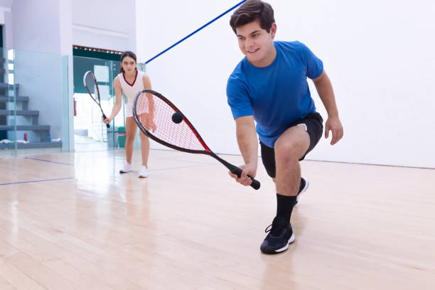 istock Young man in action with his racquet 1443734091