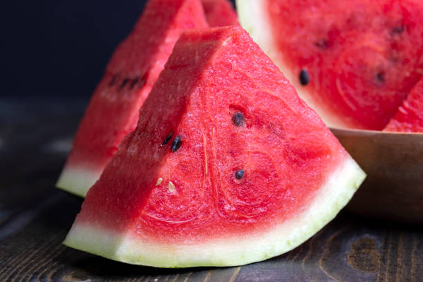 istock Sliced red and ripe watermelon on the table 1443734496