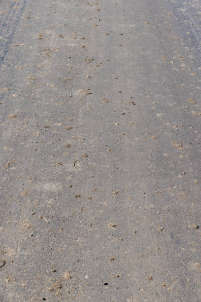 istock Details of a road polluted with sand and debris from fields 1443734650