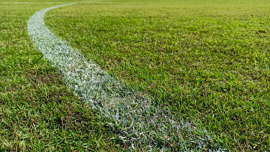soccer field grass with curved white lines