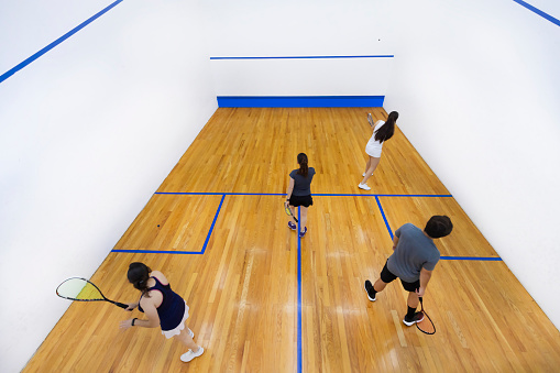 Aerial view of squash players