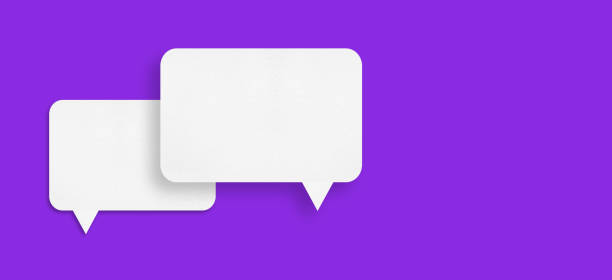 istock white paper with speech bubbles isolated on purple background 1443738710