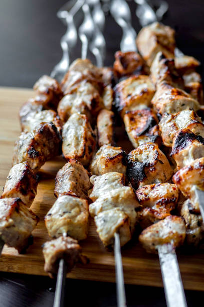 istock Homemade fresh kebab on wooden plate 1443750738