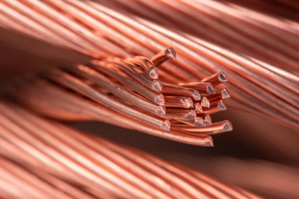 istock Copper wire cable, raw material energy industry 1443751450