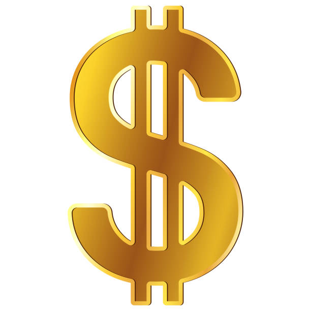 istock American Dollar USD currency golden sign in front view isolated on white. Currency by the Central Bank of America. Clipart. 1443755205
