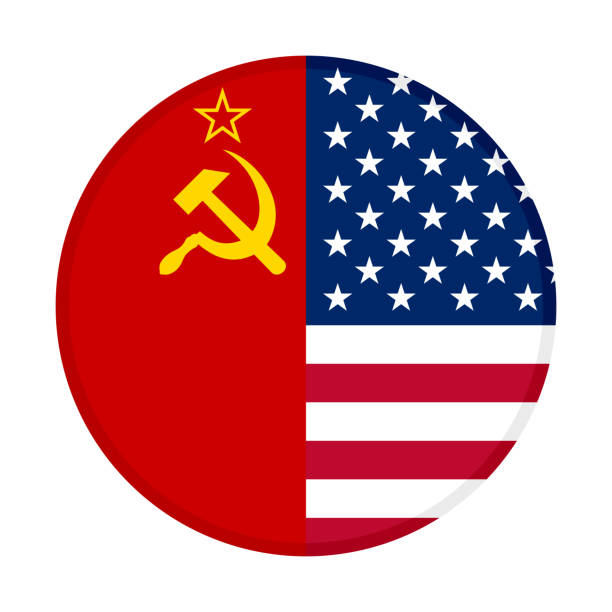 Bandeira De Fundo Dos Estados Unidos E Da Federação Russa Foto