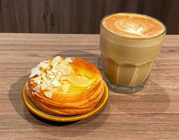 istock Baked Apple Galette and Hot Latte 1443758754