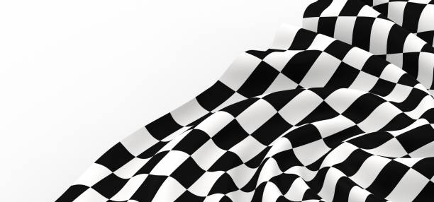A 3D rendering of a black and white checkered fabric isolated on a white background