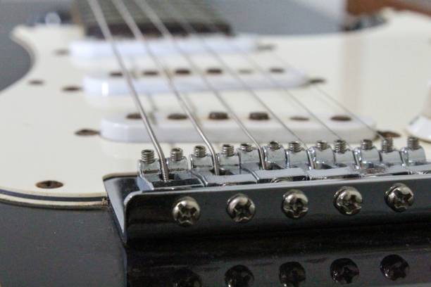 istock Closeup of electric guitar strings. 1443763718