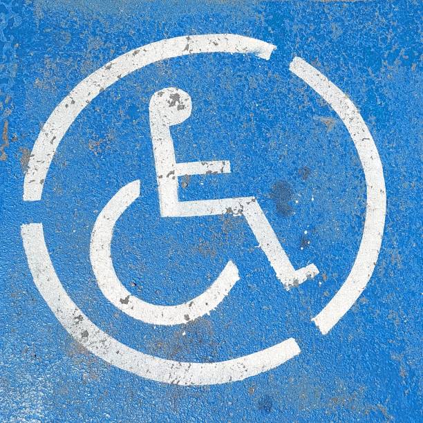 istock Parking space sign reserved for a person with a disability 1443765382