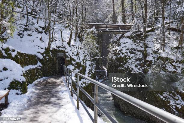 Beautiful Wintertime Landscape In Partnach Gorge Bavaria Germany Stock Photo - Download Image Now
