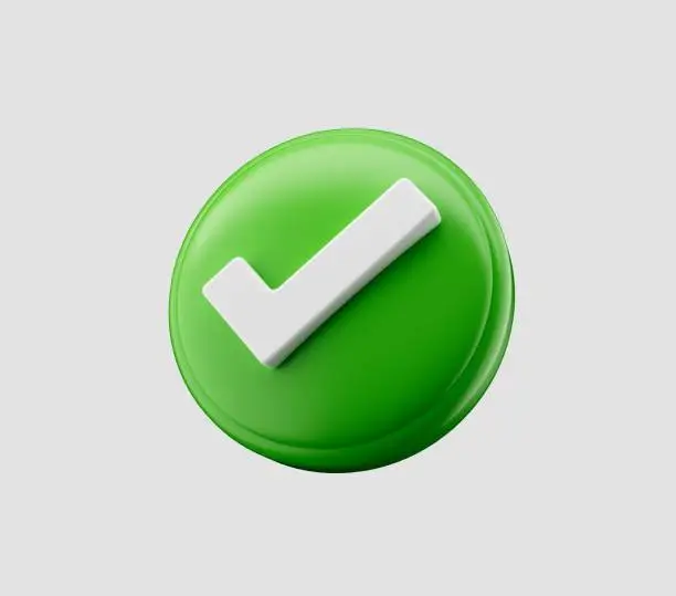Photo of 3d Check mark icon on isolated background 3d rendering