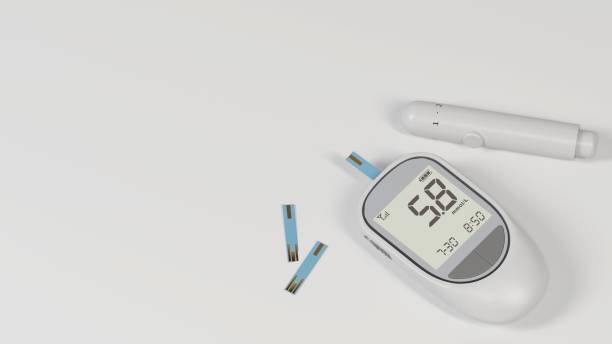 istock Digital white glucometer tools - diabetes home testing kit isolated on the white background 1443772219