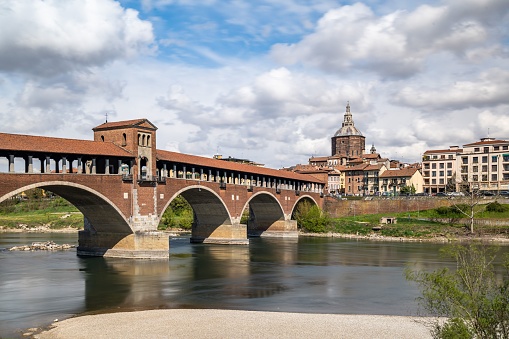 The Ponte Coperto (Covered Bridge) in Pavia, Lombardy, Italy