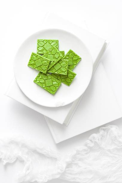 istock Top view shot of green matcha chocolate bars 1443775559
