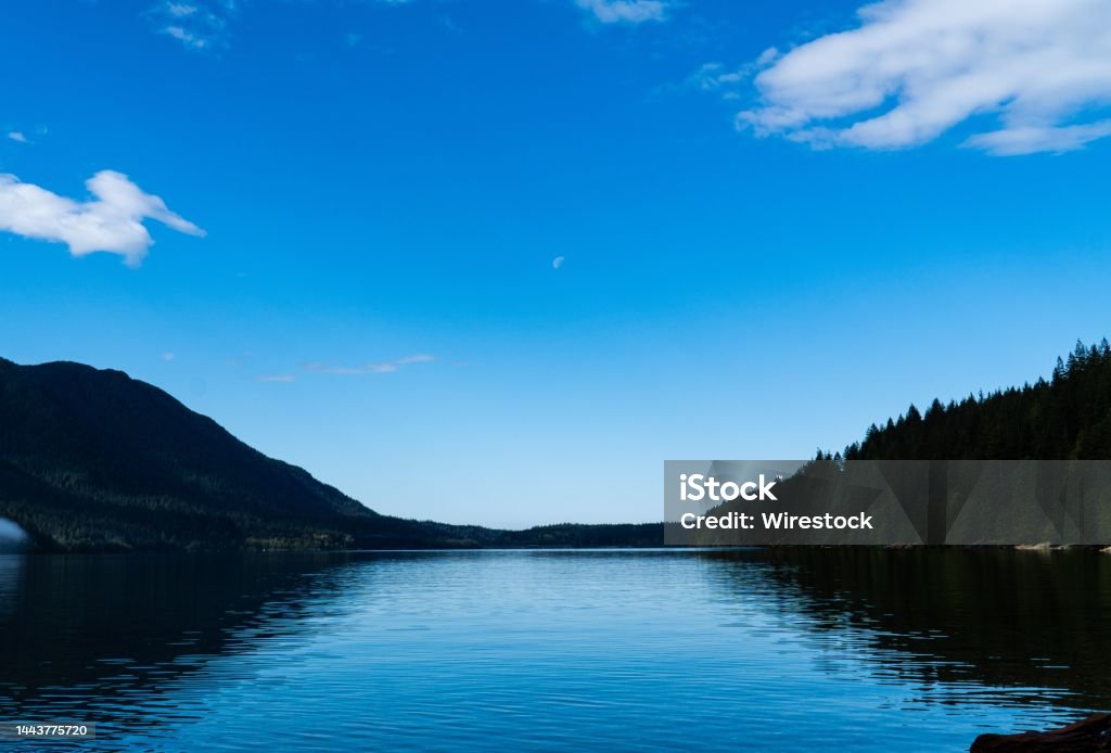 Beautiful landscape of Alouette lake on a sunny morning A beautiful landscape of Alouette lake on a sunny morning Atmospheric Mood Stock Photo