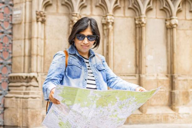 istock Latin tourist on vacation in Barcelona (Spain). 1443780933