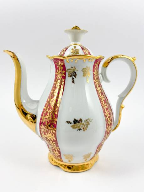 istock Vertical shot of a floral teapot 1443784153