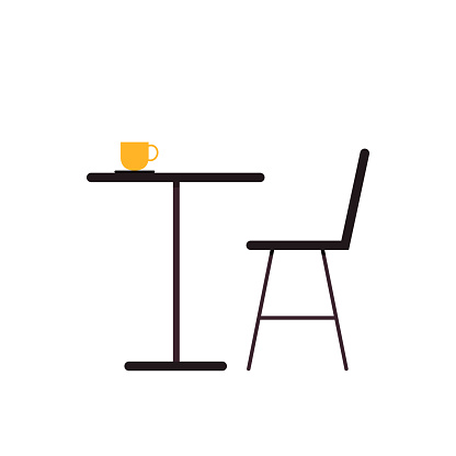 A coffee cup on the table. Coffee cup cartoon vector.