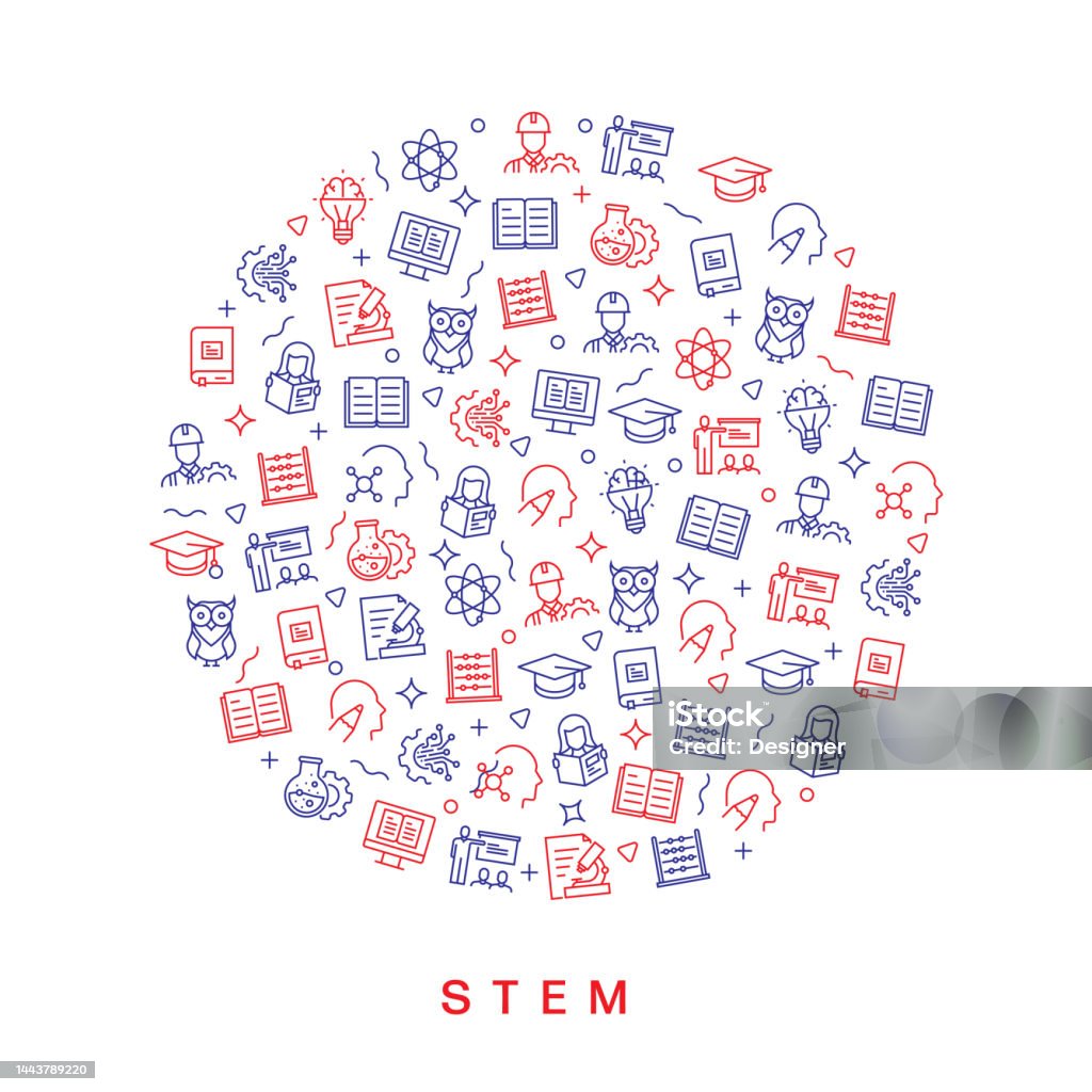 Stem Education Related Pattern Design Modern Line Style Design Stock ...