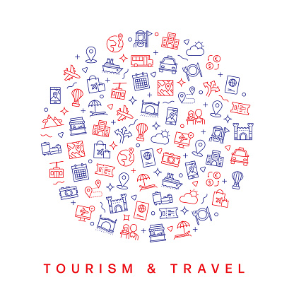 TOURISM AND TRAVEL RELATED PATTERN DESIGN. MODERN LINE STYLE DESIGN