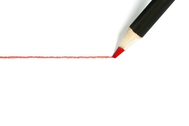 istock Red line drawing pencil on white paper 1443791094