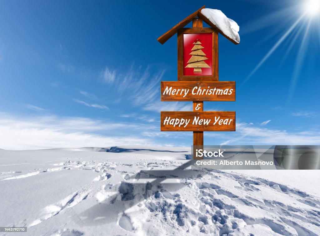 Giáng Sinh Vui Vẻ Và Năm Mới Hạnh Phúc Dấu Hiệu Bằng Gỗ Trên Phong Cảnh  Tuyết Rơi Hình ảnh Sẵn có - Tải xuống Hình ảnh Ngay bây giờ - iStock