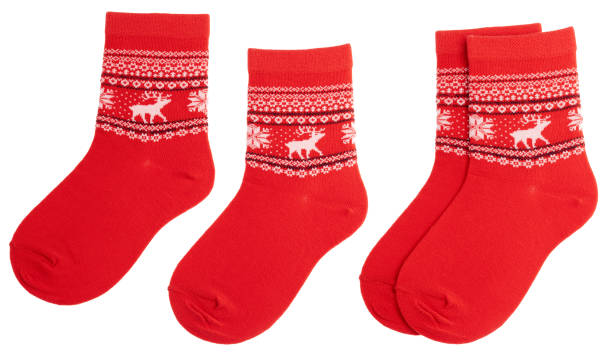 istock Pair of nordic socks isolated on white 1443798080