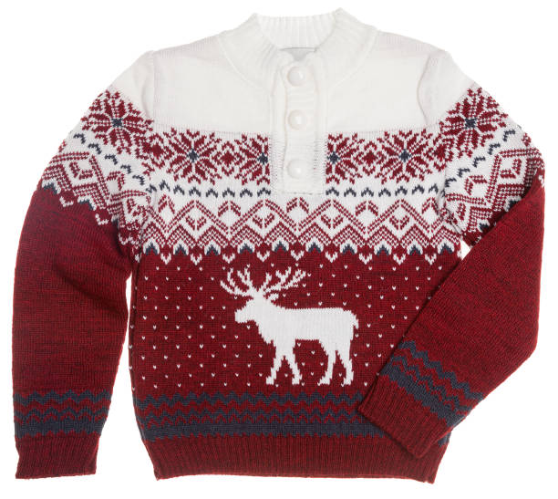 istock Kids warm Christmas cardigan on white background 1443803343
